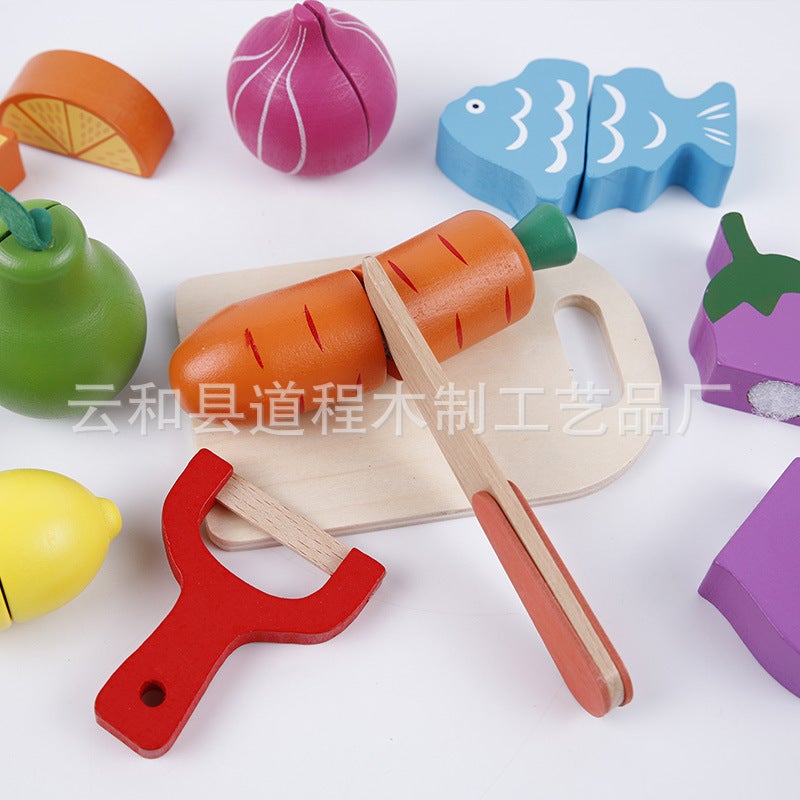 Wooden Baby Puzzle Early Education Fruits And Vegetables Simulation Cut-And-Cut Music Children'S Hands-On And Brains Puzzle Science And Education Toys - Image 4